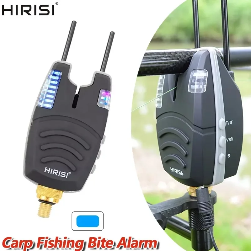 HIRISI – alarme de morsure de pêche à la carpe, étanche, professionnelle, 1 pièce, avec barre d'accroc et bande LED roulante, indicateur de morsure de poisson, alarme à Induction