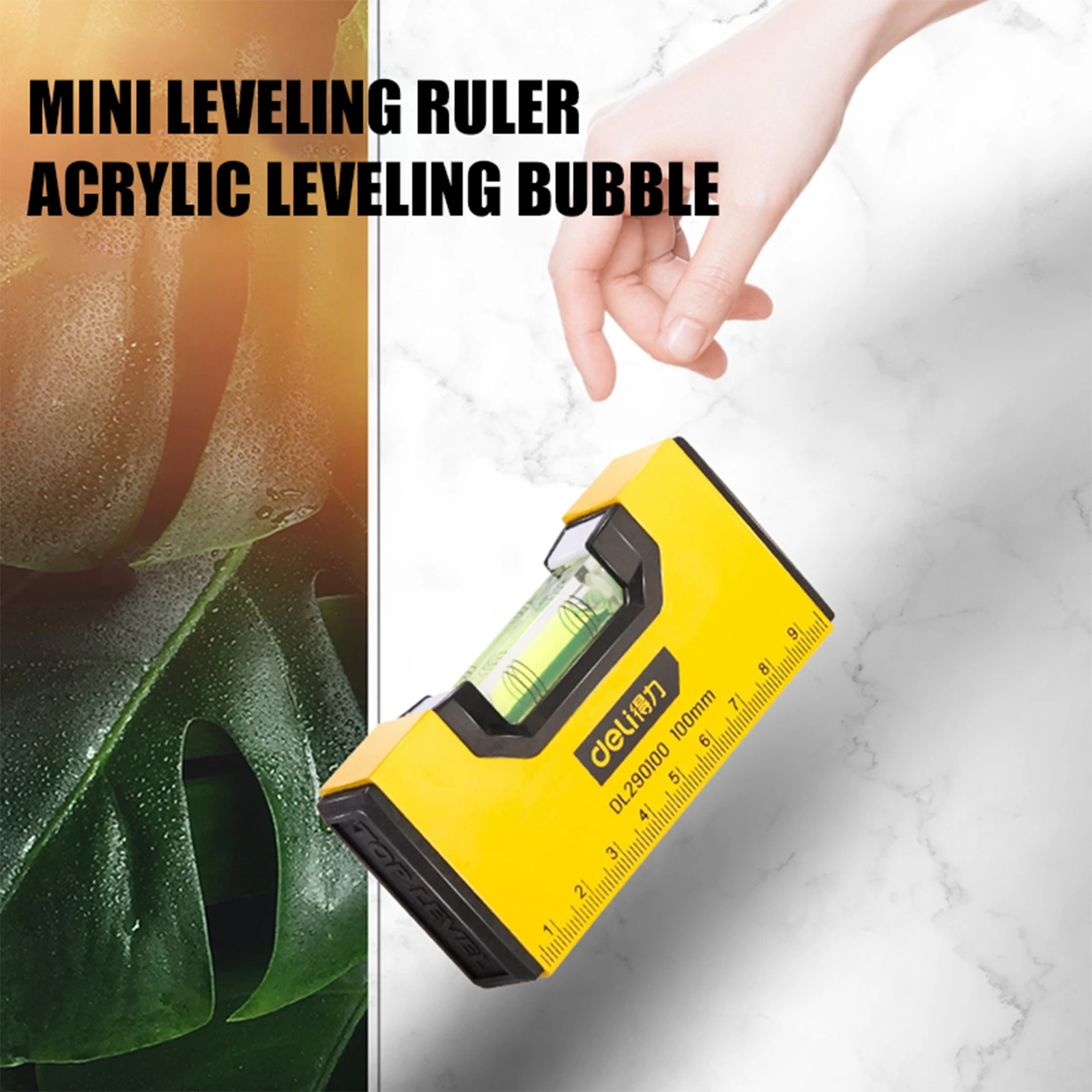 Deli 100mm Portable Magnetic Pocket Level High-precision Aluminum Structure Spirit Bubble Level Horizontal Level