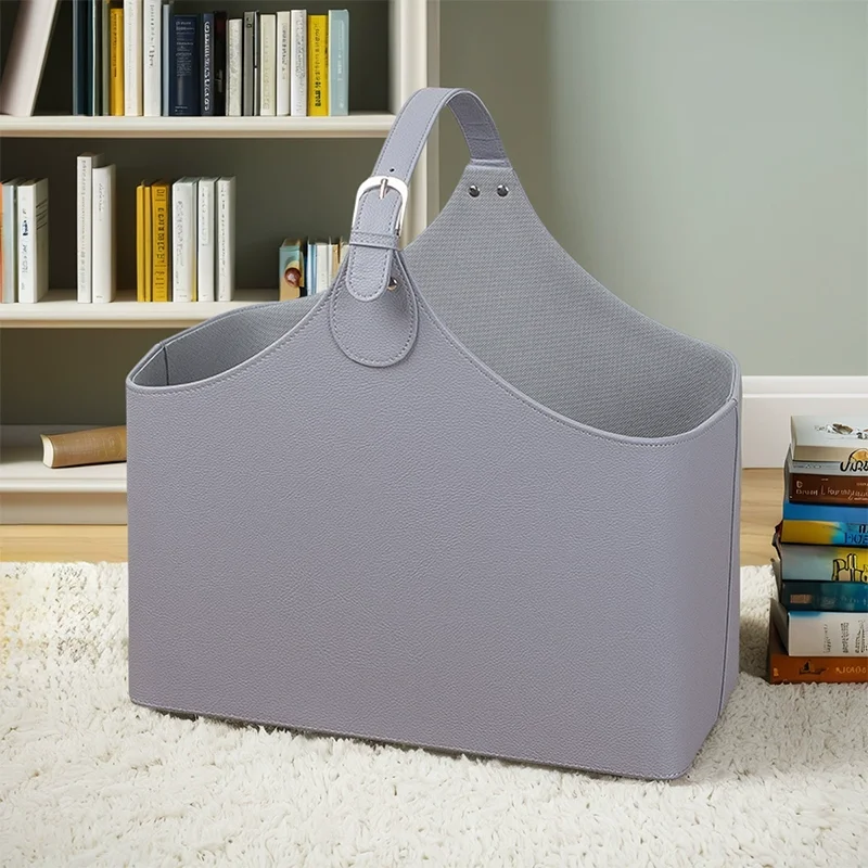 Leren linnen mand met handvat voor woonkamer Tijdschriftenorganisator Kast Ondergoedbak Creatieve geschenkmand met opslagfunctie
