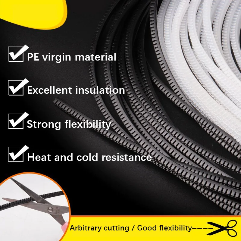 10m Tooth-Shaped Wire Protection Sleeves & Flame-Retardant Insulating Tape, Serrated Locking Teeth for Cable Wire Insulation