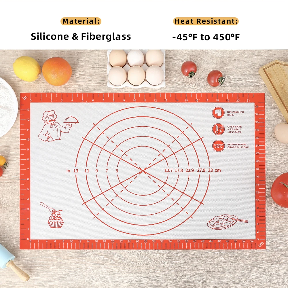 

Silicone Baking Mat Sheet Rolling Kneading Pad Crepes Pizza Dough Non-Stick Pastry Board Sheet Baking Accessories Kitchen Tools