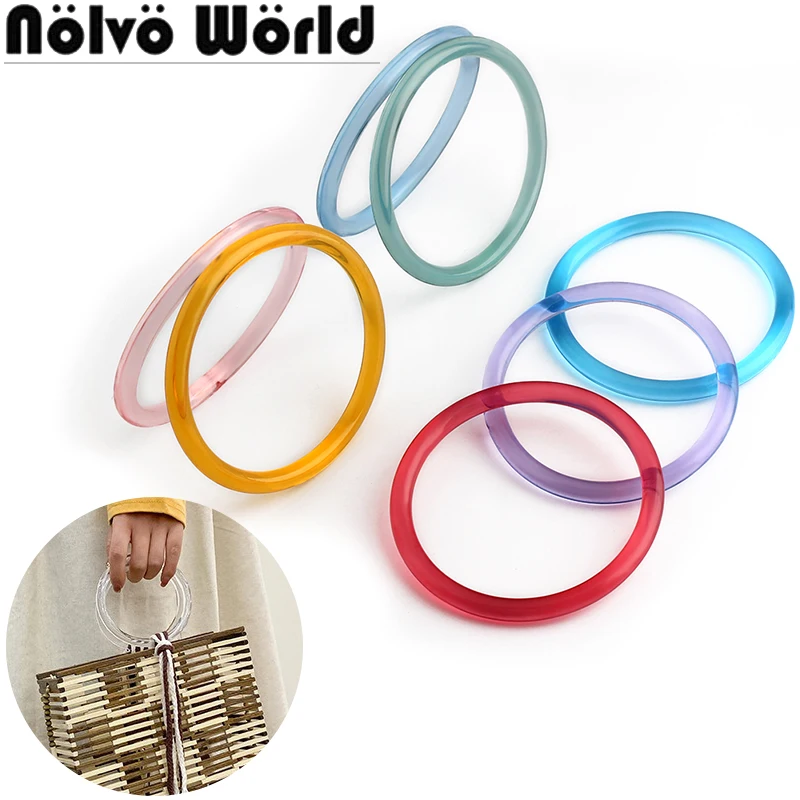 2/10/40PCS 10cm Candy Color Round Acrylic Transparent Handle For Making Bags Purse Frames Plastic Resin Wristband Accessories