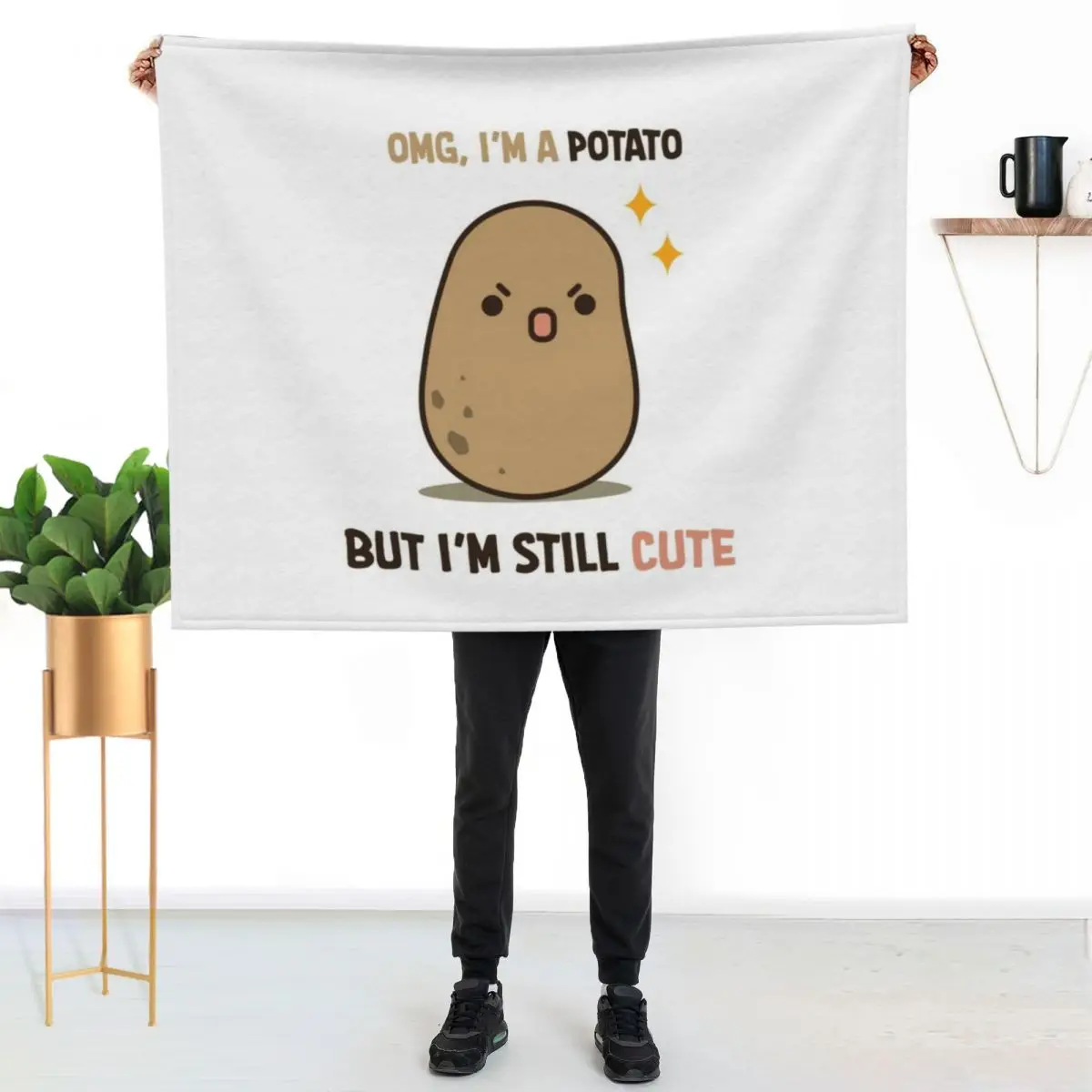 Cute potato is cute Throw Blanket Soft Plush Plaid manga Bed covers Sofa Luxury Designer Giant Sofa Blankets