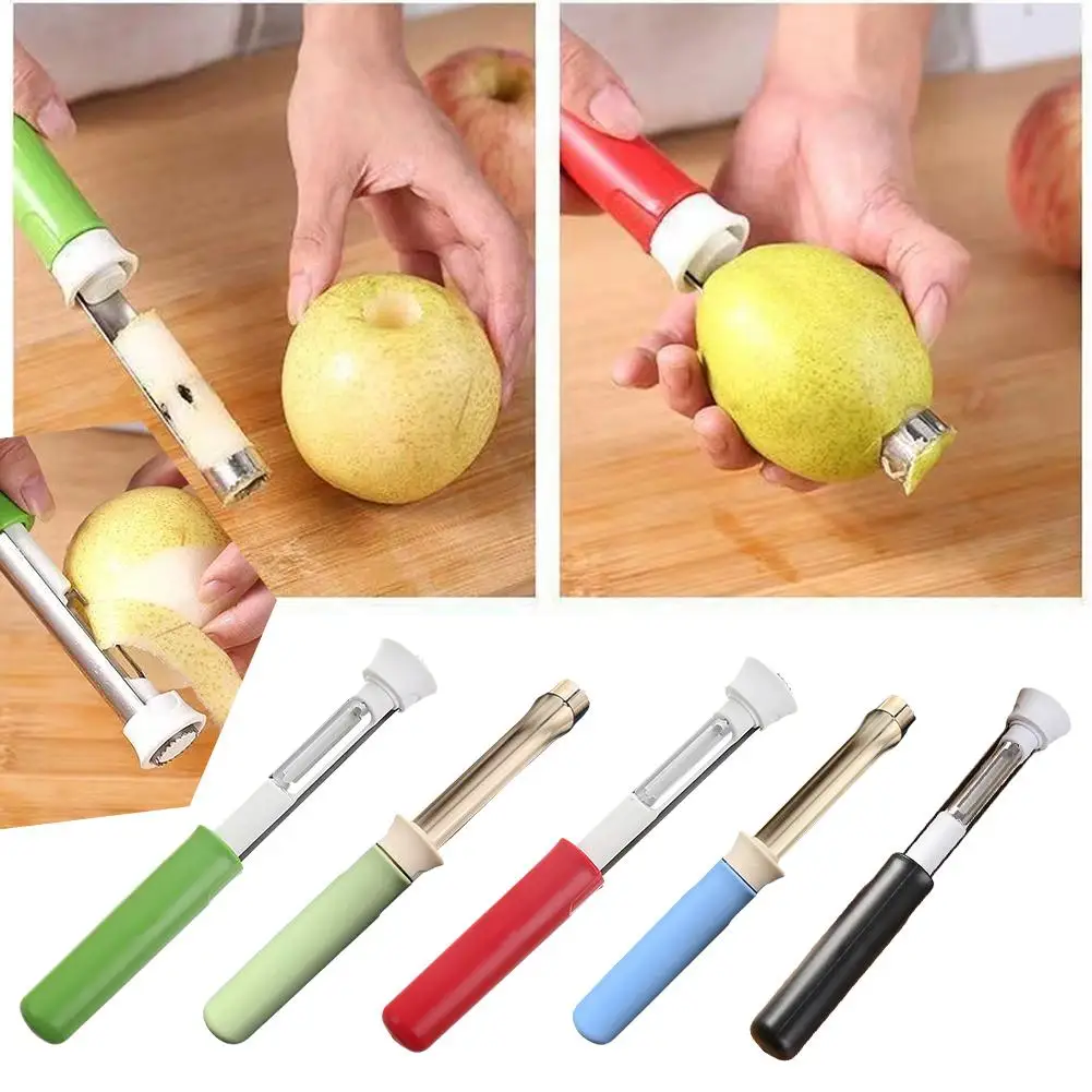 2 In 1 Stainless Steel Fruit Corer Peeler Pear Tool Gadgets Parer Tool Seed Vegetable Remover Kitchen F5o2