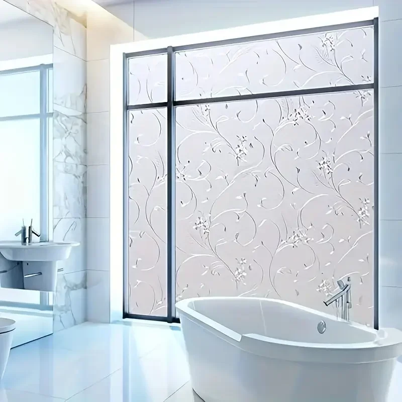 Window Privacy Film Frosted Glass Electrostatic Sticker PVC Cover Window Sticker Suitable for Home Office Bathroom Decoration