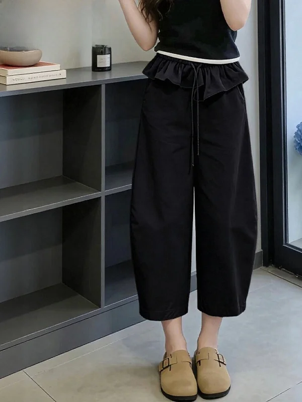 High Waist Wide Leg Pants Women's Summer New Style TUCANO Zhumubird Floral  Casual Thin Nine Points Loose Fit Trousers