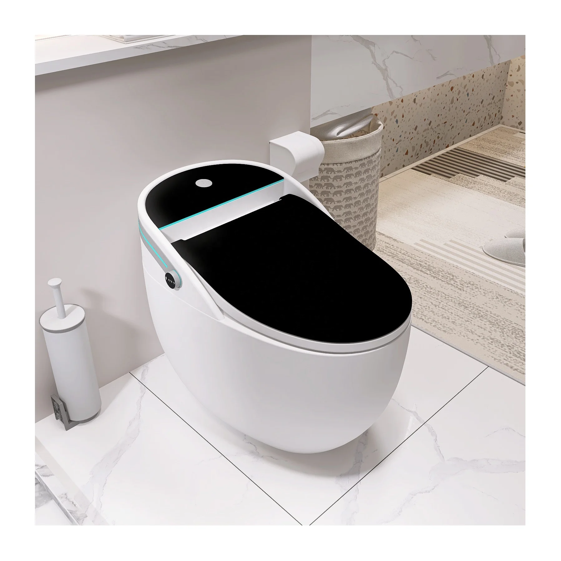 Europe Black Smart Toilet Electronic Intelligent Smart Closestool One Piece Smart Toilet