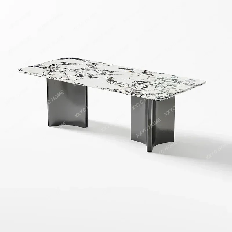 dining table Super crystal stone black and white dining table light luxury long table restaurant home