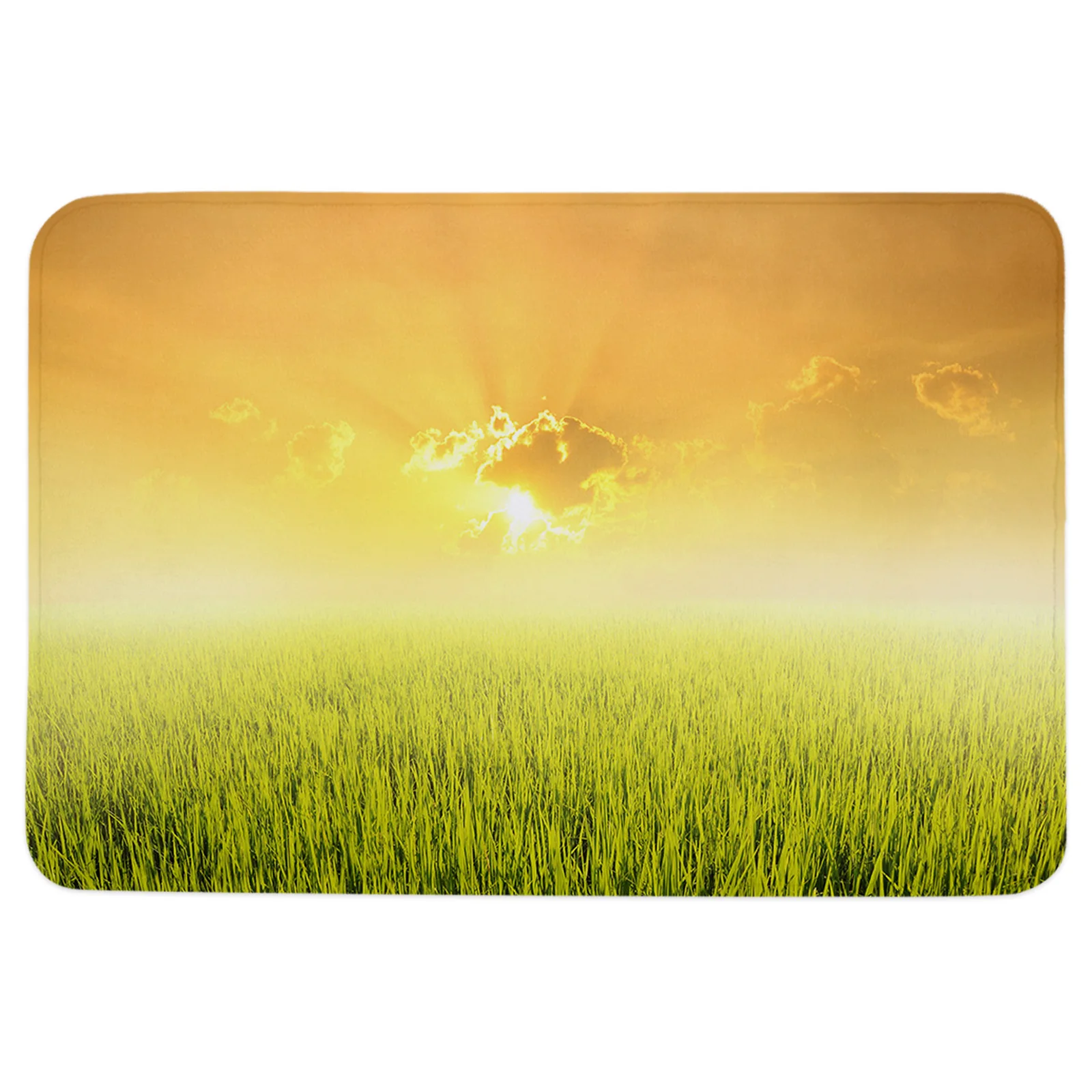 Rice Field Sunset Bathroom Mat Corridor Carpet Non-slip Kitchen Mat Entrance Door Mats Welcome Room Floor Prayer Rug Doormat