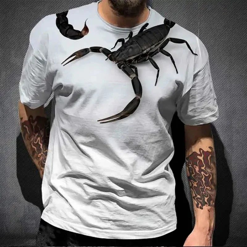 3D Printed Scorpion T-Shirt For Men Insect Pattern Tees Summer Fashion Casual Round Neck Tops Street T Shirts Loose Short Sleeve