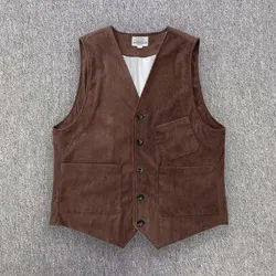 Men’s Corduroy Hunting Vest Outdoor Workwear Waistcoat Lightweight Cargo Safari Fishing Vests Shooting Travel Vest With Pockets