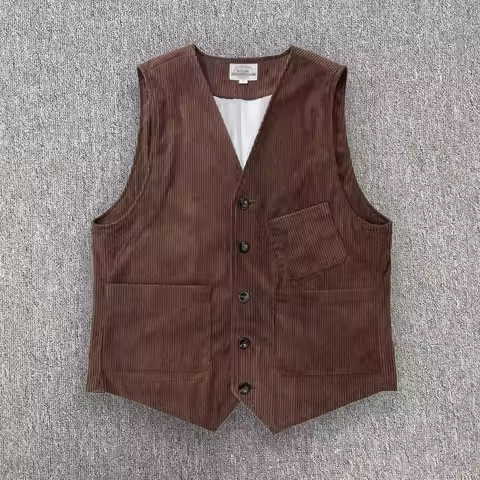 Men&rsquo;s Corduroy Hunting Vest Outdoor Workwear Waistcoat Lightweight Cargo Safari Fishing Vests Shooting Travel Vest With Pockets