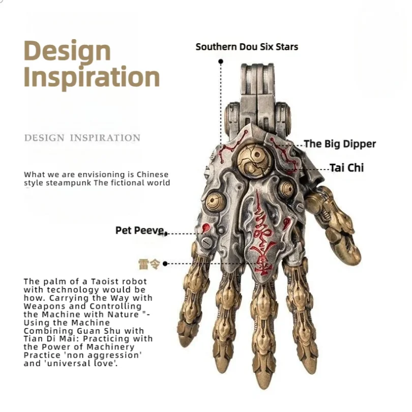 

Gothic Retro Mechanical Hand Keychain - Damping Articulated Pendant Multi-use Bag Charm Desktop Office Ornaments Gifts