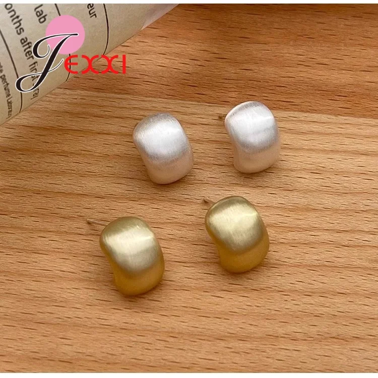 Woman швензы Stud Earrings Fine 925 Silver Irregular Vintage Jewelry for Female Wedding Anniversary 2 Colors Option