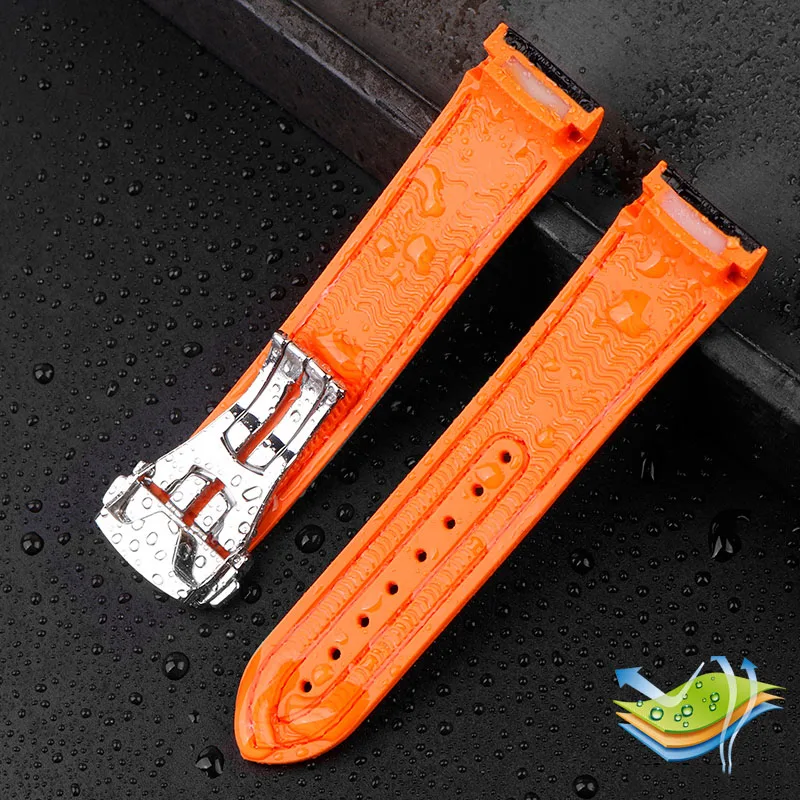 男性用ラバーウォッチバンド、耐衝撃性クラスプストラップ、シリコンウォッチアクセサリー、ega、Philoserter、oyster、omega、Ocean