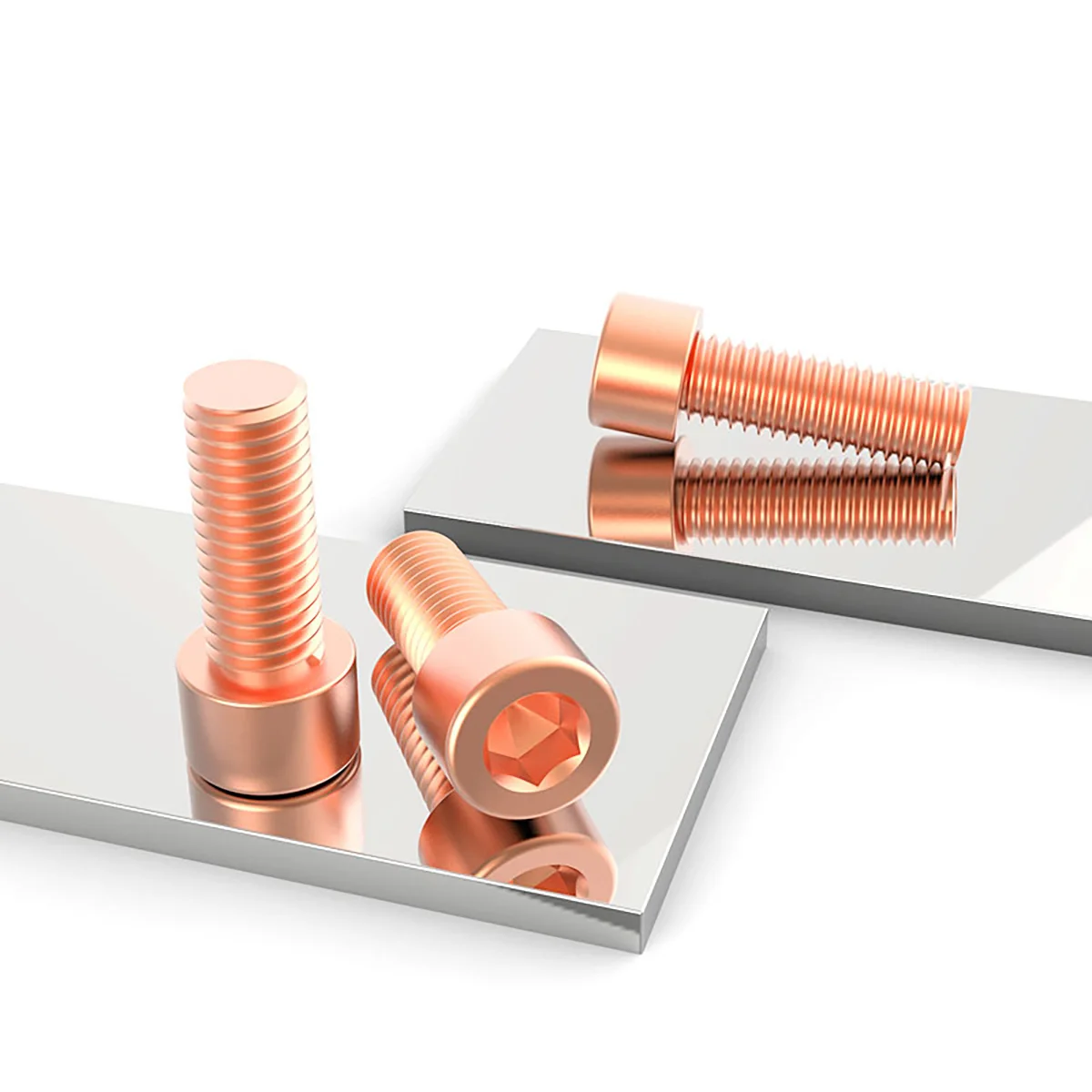 Red Copper Cup Head / Cylindrical Head Hexagon Socket Bolt Screw M3-M8