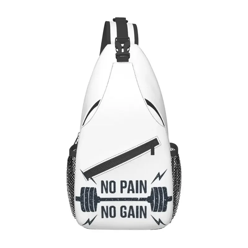 No Pain No Gain Gym Motivational Quote Sling Bags Bodybuilding Workout Shoulder Chest Crossbody Backpack Travel Hiking Daypack