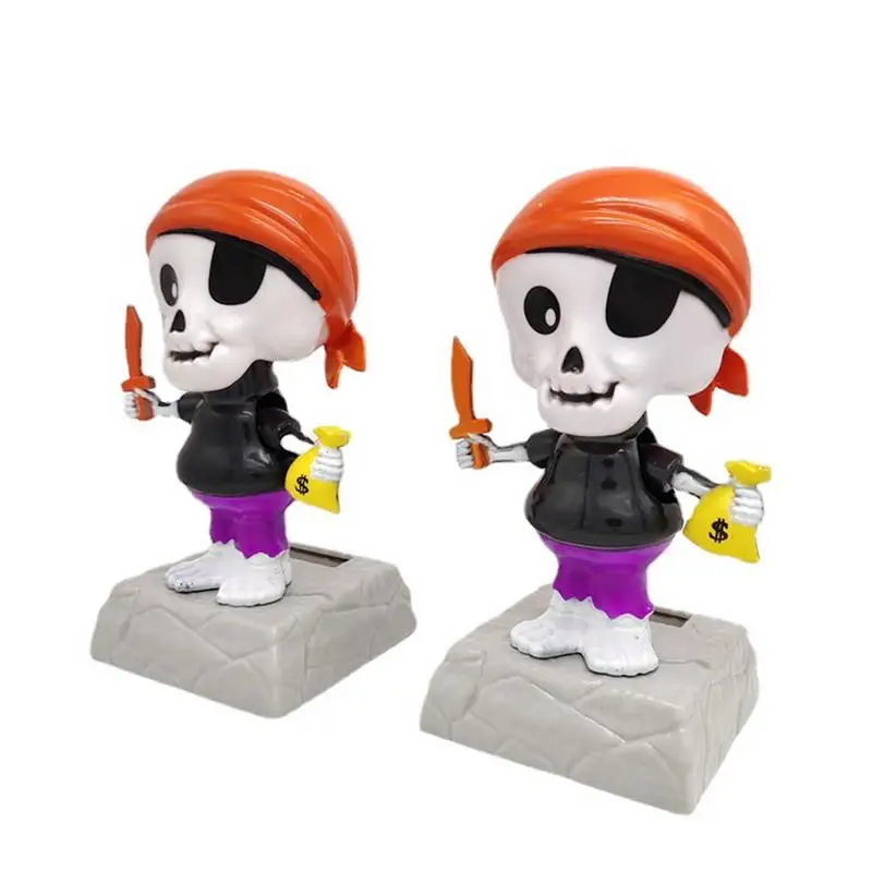 Pirate Bobblehead For Car Solar Creative Swing Pirate Cartoon Kids Toy Dashboard Bedside Table Decoration Car Enthusiast Gift