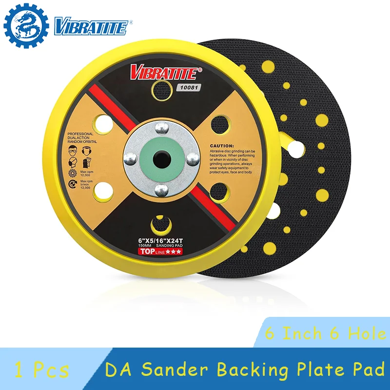 6 Inch 42 Holes DA Sander Backing Plate Pad 5/16 Inch-24 Thread Dustless Random Orbital Backing Pad 1 Pcs for Sanding Polishing
