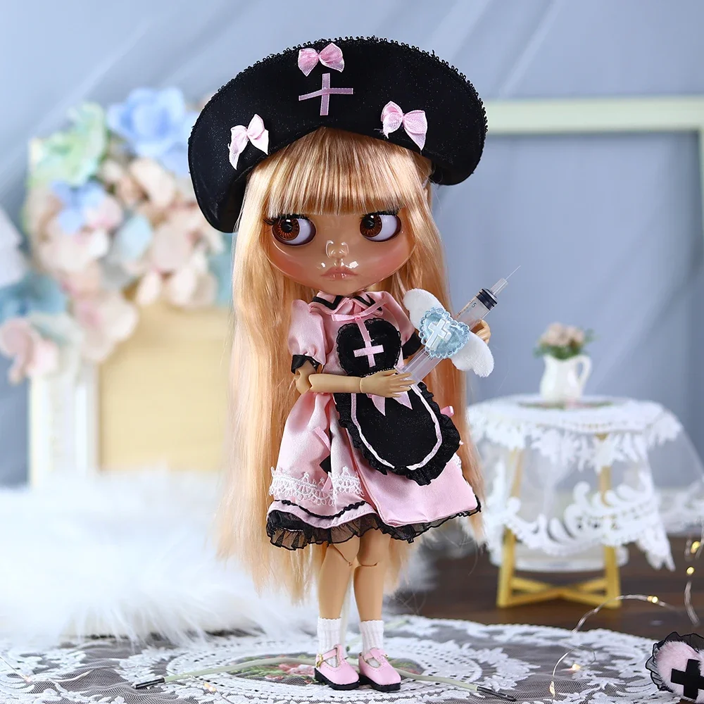 ICY DBS-Muñeca Blyth, piel bronceada, cara brillante, labios, disfraz de Cosplay, vestido de 30CM, muñeca BJD, regalo de Festival para niña, regalo de cumpleaños