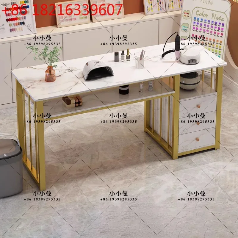 YAO Nordic Luxury Nail Tables  Furniture Modern Nail Shop Table And Chair Set Single Double Professional Manicure Tables T