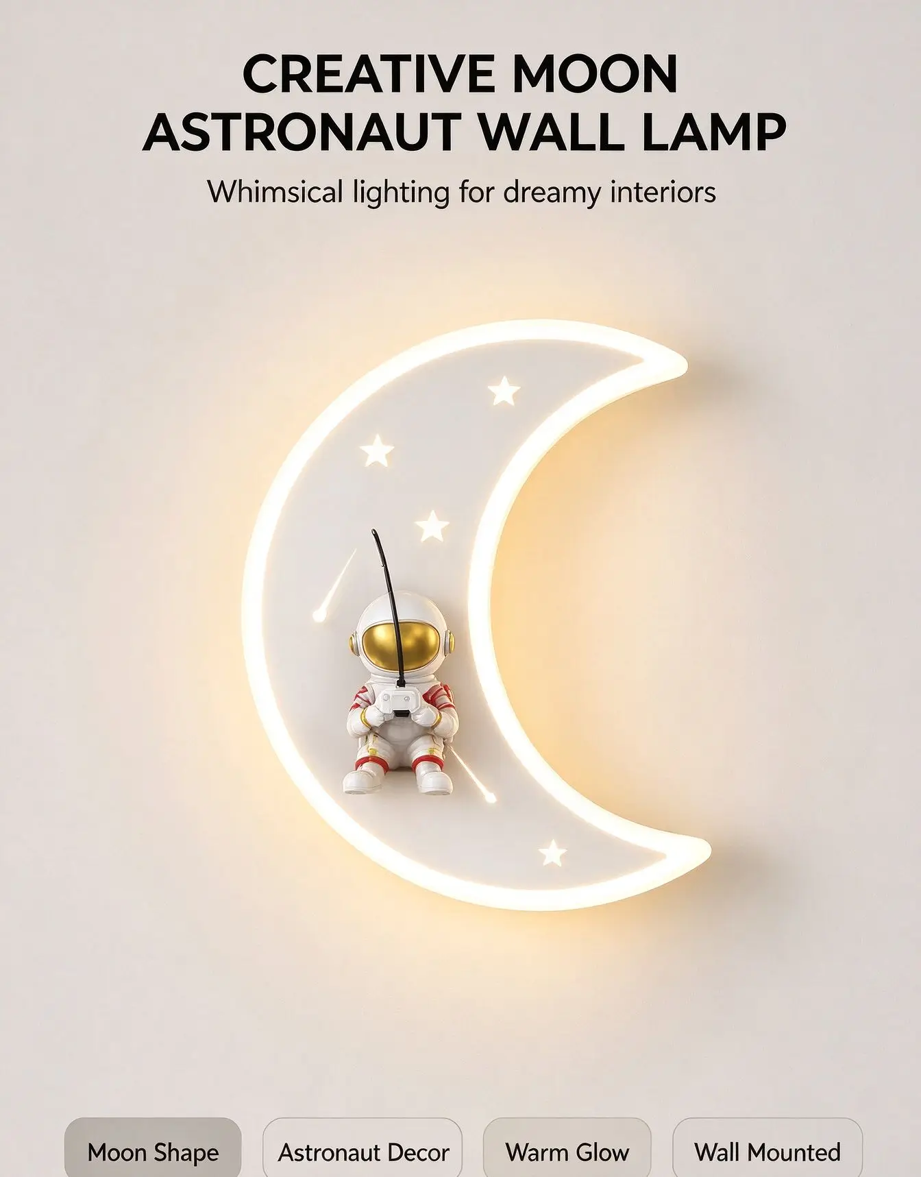 Minimalist Creative Star Moon Children's Room Bedside Lamp Eye Protection Astronaut Bedroom Wall Lamps
