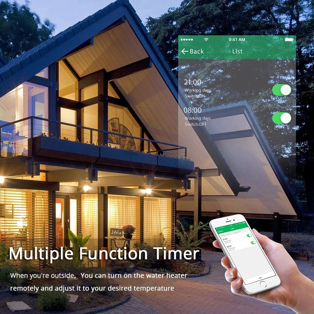 Tuya WiFi Smart High-power 20A Wall Touch Switch Modern Style Remote Control Water Heater with Timing Function Voice Control