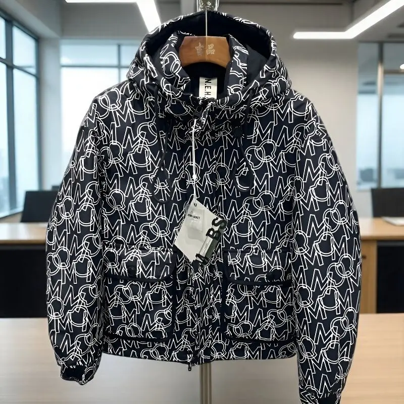 

Зимний пушистый пуховик с капюшоном в тон, корейская версия, свободный теплый топ, универсальный пуховик для мужчин