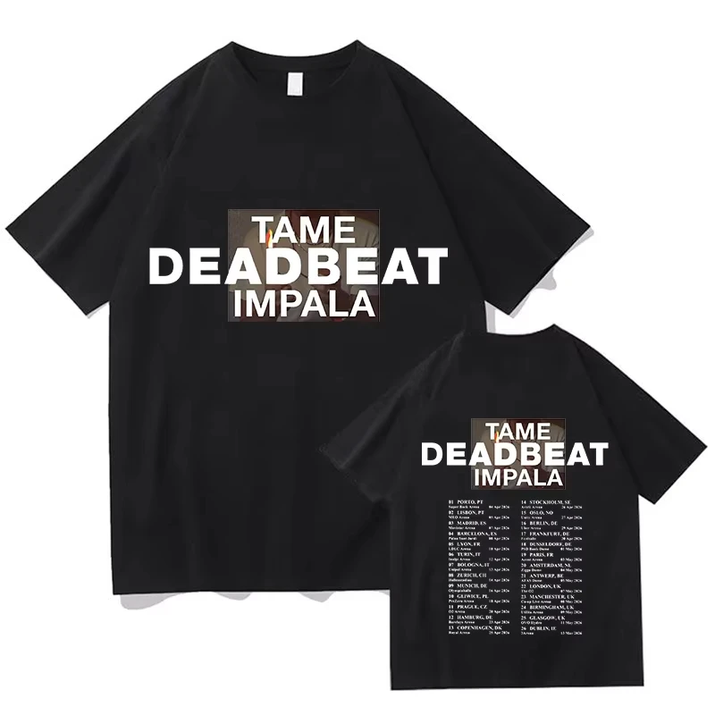 2026 Merch Tame Impala Deadbeat Tour T-shirts Vintage Cotton Double-Side Fans Short Sleeve Aesthetic TShirts Clothes Tops