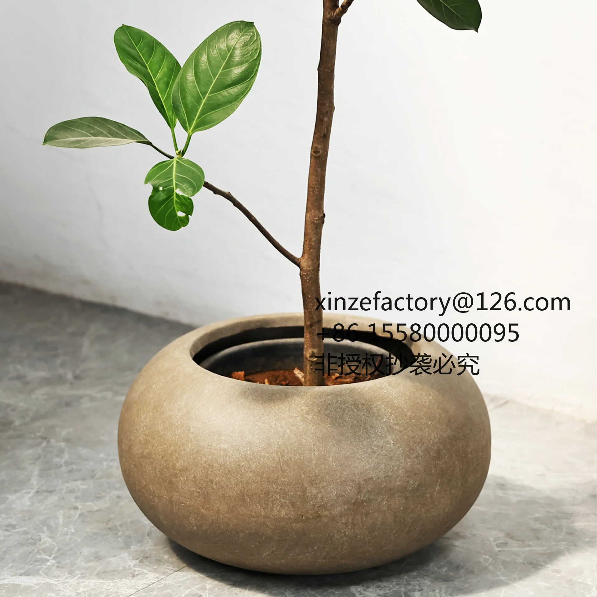 

Factory Direct 2026 Top RatedWabi-sabi wind round flat ball magnesium mud flower pot flower utensil bamboo green plants with Chi
