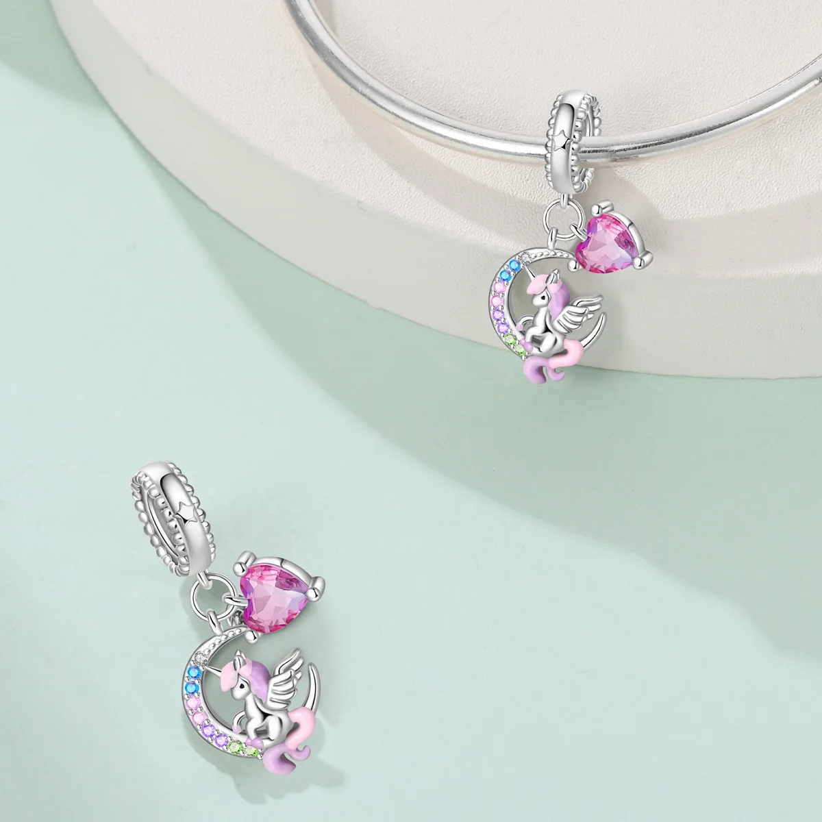 

Оригинальные подвески из стерлингового серебра 925 пробы, животное, лошадь, красочные подвески в форме сердца, бусины, подходят для браслета, женские ювелирные изделия, подарок «сделай сам»