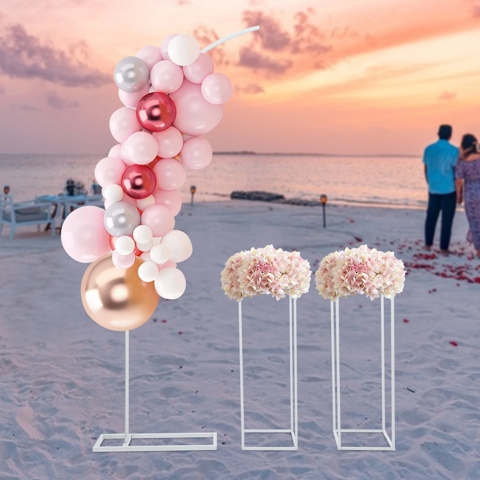 

Ballon Arch Stand and 2 Flower Stands Arch Backdrop Stand for Parties Wedding Flower Stand