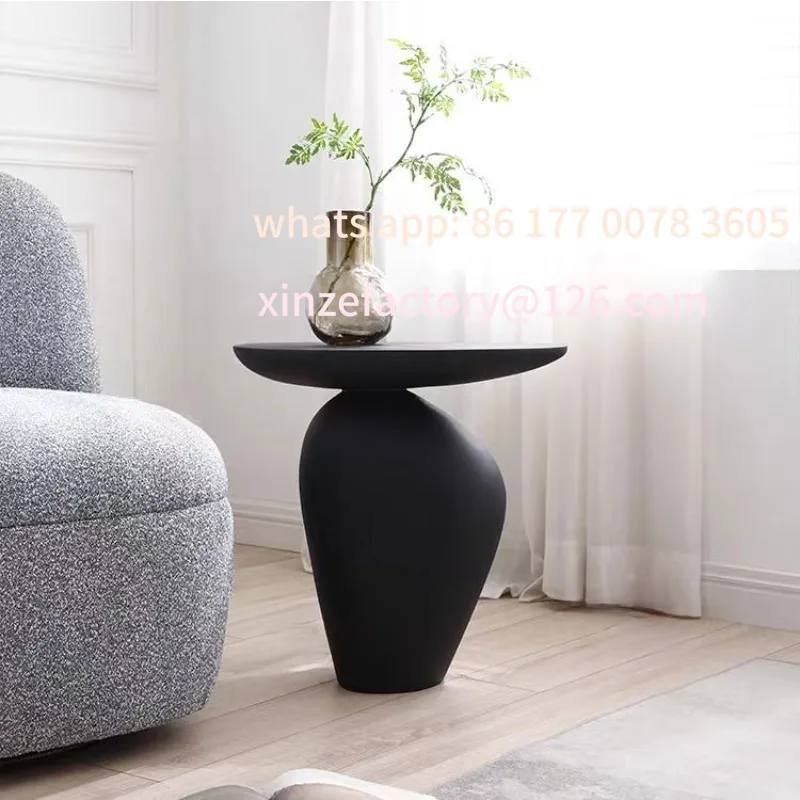 

Customizable wabi-sabi wind pebble edge table black creative special-shaped household coffee table