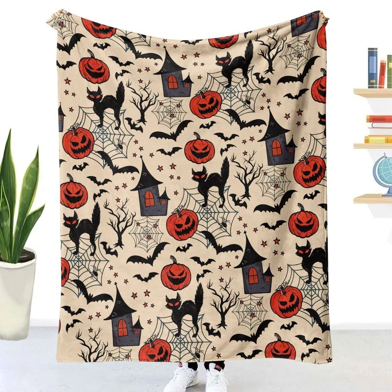 

Bat Pumpkin Printed Halloween Blanket Blanket Air Conditioning Flannel Blanket Multifunctional Decorative Blankets 150x200cm