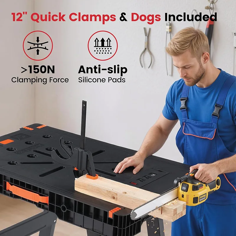 Ultra-Durable Quick Folding Workbench Portable Woodworking Decoration Operating Table for Home Improvement