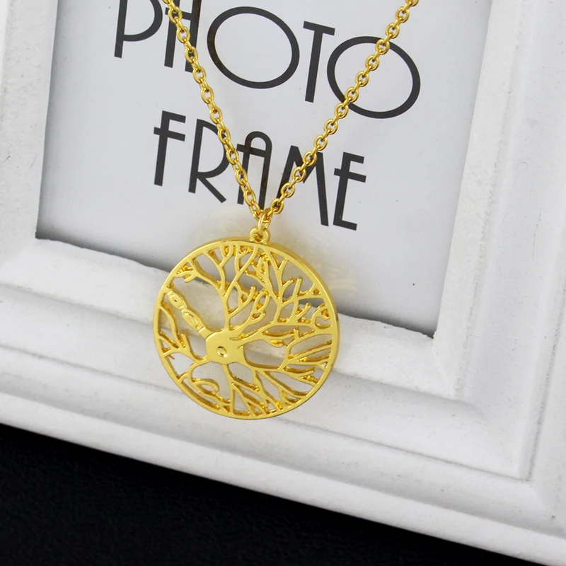 Brain Cell Neuron Necklace Gold Gilver Color Life Tree Psychology Necklace Fashion Science Biology Jewelry