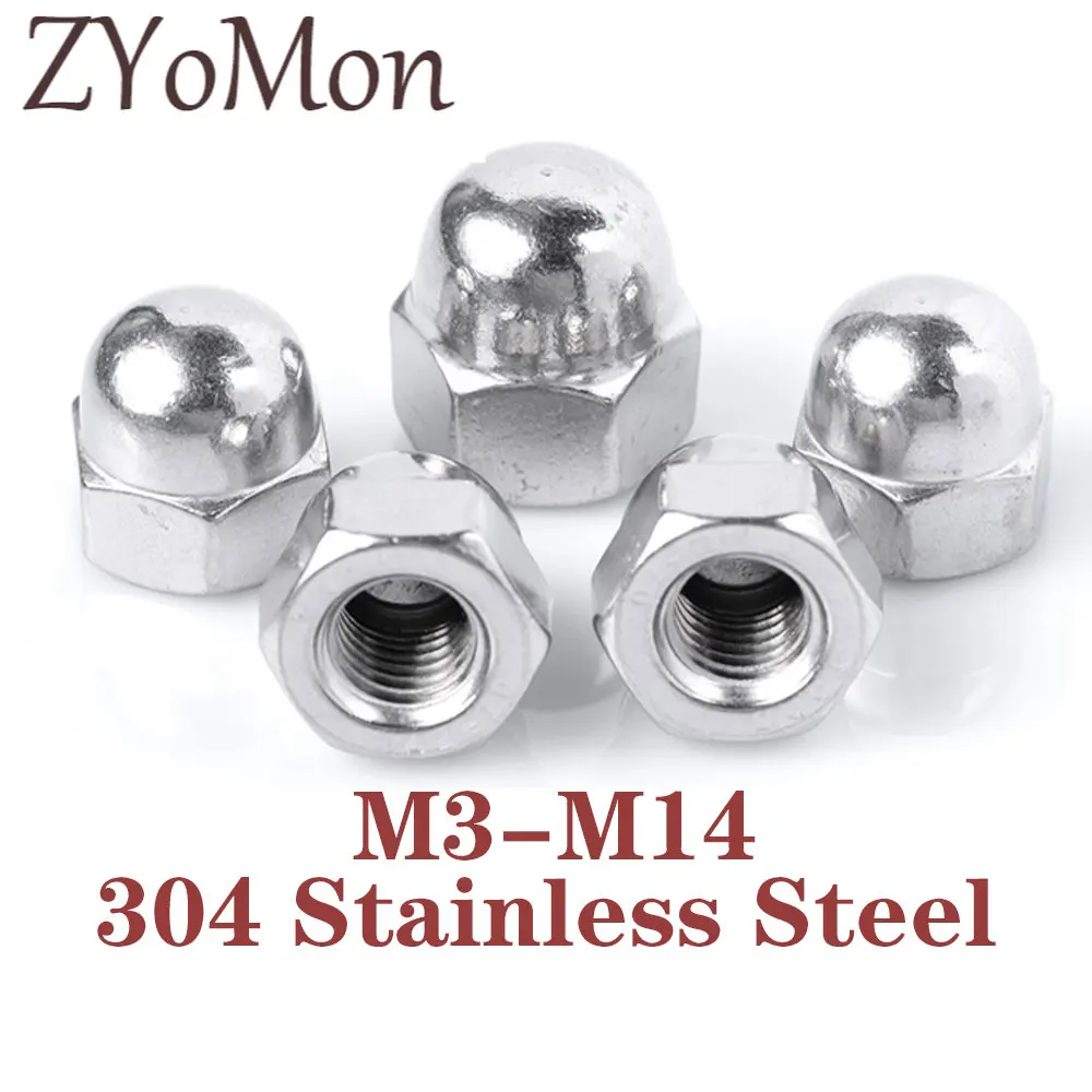 

5/ 10/ 20/ 50pcs M3 M4 M5 M6 M8 M10 M12 M14 Acorn Cap Ball Shape Nut 304 Stainless Steel Decorative Covers DIN1587