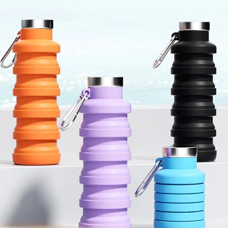 1pc Silicone Collapsible Water Bottle Creative Portable Drink  For Running Fitness Outdoor Sports Travel Lightweight Hydration