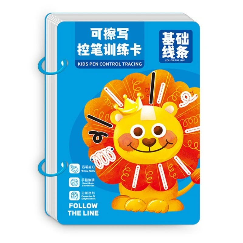 Pen Control Training Book, Basic Handwriting Practice for Children's Early Education, Erasable Paper Baby Practice Cards