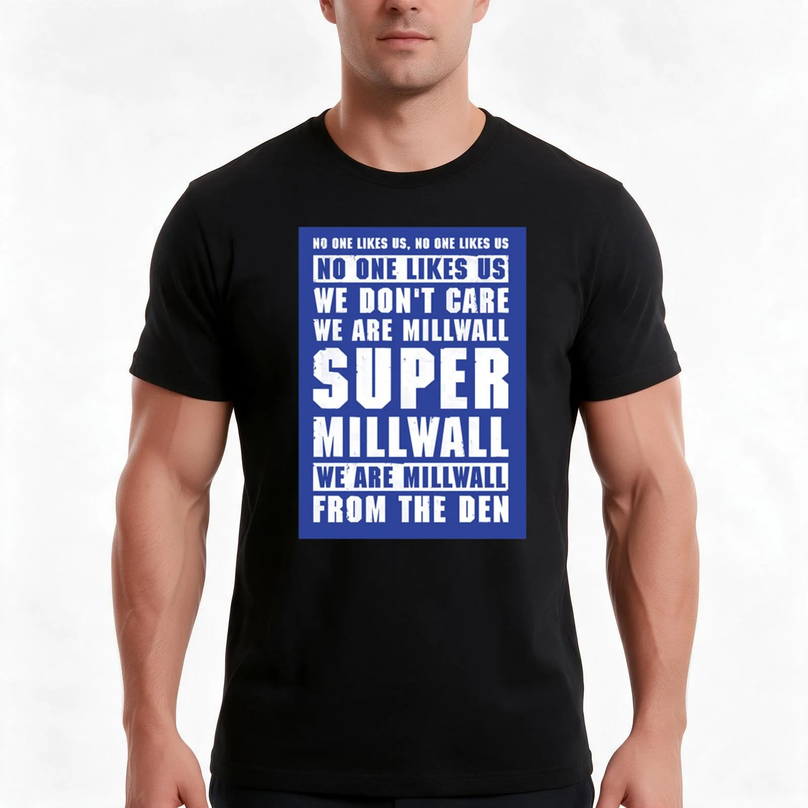 Millwall Bushwackers No one Likes us We don't care T-Shirt, Summer Casual Cotton Tee, Oversized Streetwear Tops, 100% Cotton