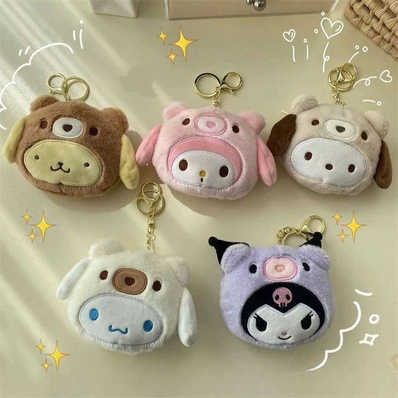 Llavero de Peluche de Dibujos Animados Sanrio, Monedero Kawaii Kuromi My Melody, Bolsa para Monedas, Colgante para Mochila de Estudiante Cinnamoroll, Regalos para Niñas