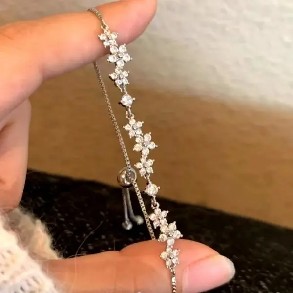 Funkelnde Kirschblüten Schmetterling Armband Damen Mode Temperament Welle Mond Blume Verstellbares Armband Hochzeit Schmuck