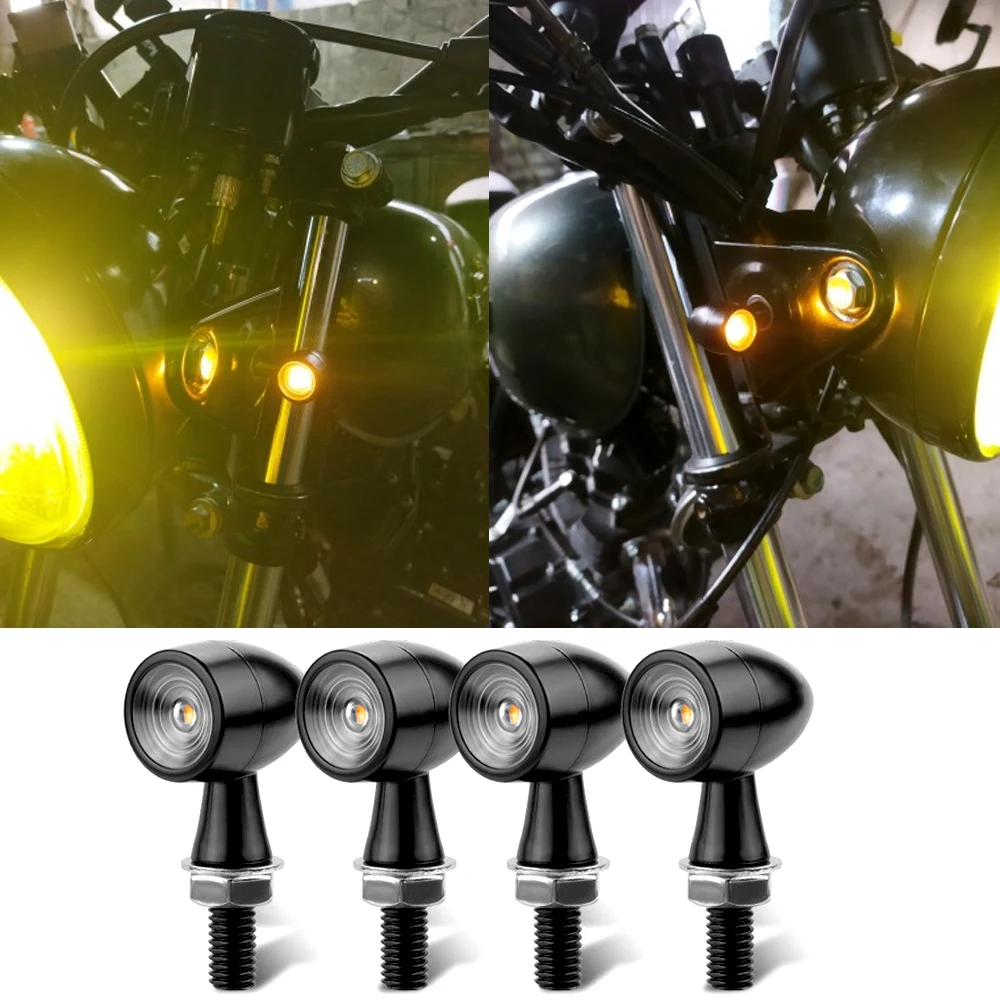 

Universal Motorcycle LED Turn Signal Light Bullet Moto flashing Light Led 12V Waterproof Amber Flasher Signal Light Accessories