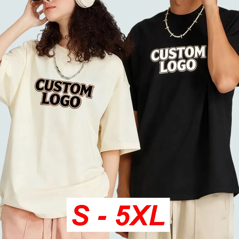Personalisierte Baumwoll-T-Shirts mit Aufdruck für Herren, Modische DIY-Kurzarm-T-Shirts für Damen, Lässige Streetwear Unisex-Tops S-5XL