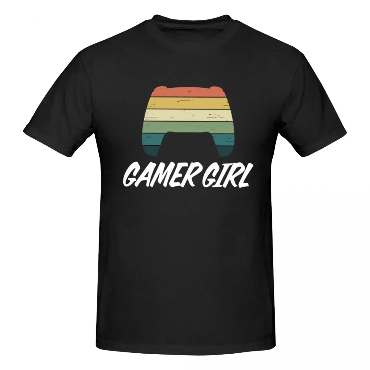 Gamer Girl Retro Rainbow Video Game Console Controller Men T-Shirt Classic T Shirts Men's O-Neck Cotton Tees Short Summer Male