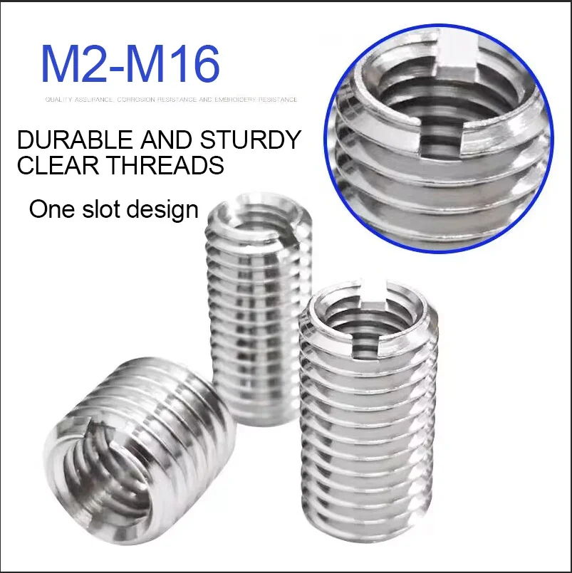 M2-M14 304 Stainless Steel Slotted Inside Outside Self tapping Thread Adapter Screw Wire Thread Insert Sleeve Conversion Nut