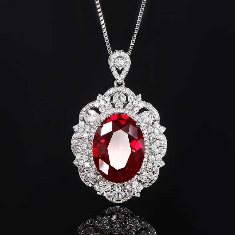 Elegant Oval Pendant Necklace with Intricate Design and Multi Color Gemstones Perfect for Formal Events and Special Occasions