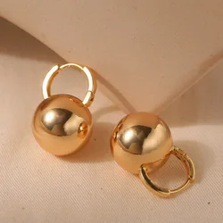 Chic 18k Gold Plated Metal Small Round Ball Hoop Earrings Charm Gold Color Tarnish Free Trendy Fashion Jewelry for Women Bijoux