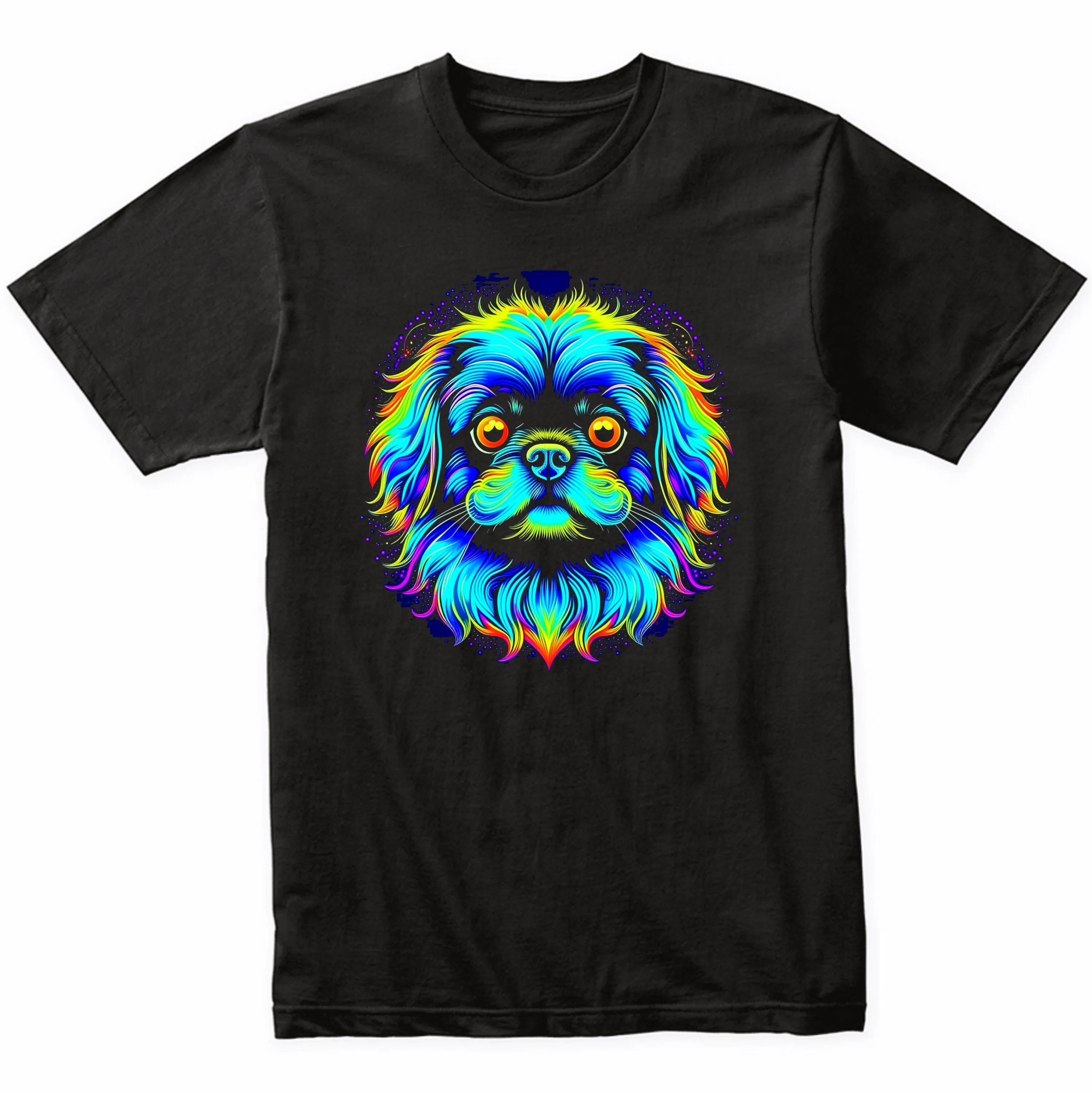 Pekingese Psychedelic Dog Art T Shirt Owner Vibrant Colorful Bright Watercolor Rainbow