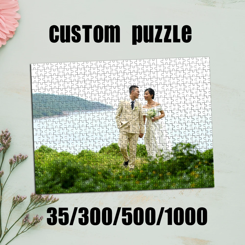 35/300/500/1000pcs Personalized Custom Photo Puzzle wedding photos Customize Jigsaw Puzzle For CouplesCouples Family Christmas